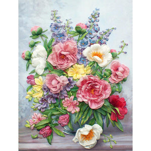 Blumen - voller runder Diamant - 30x40cm