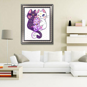 Katze - voller runder Diamant - 30x40cm