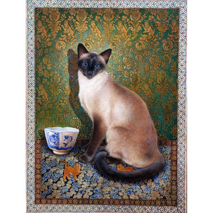 Katze - voller runder Diamant - 30x40cm