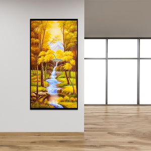 Herbst-Landschaft - voller runder Diamant - 55x100cm