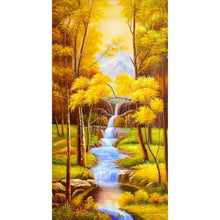 Lade das Bild in den Galerie-Viewer, Herbst-Landschaft - voller runder Diamant - 55x100cm
