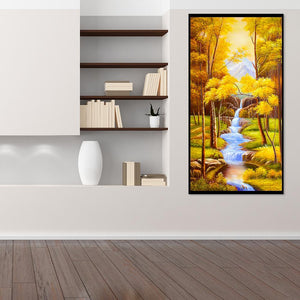 Herbst-Landschaft - voller runder Diamant - 55x100cm