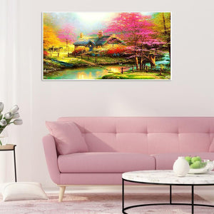 Landschaft - voller runder Diamant - 55x100cm