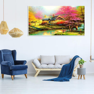 Landschaft - voller runder Diamant - 55x100cm