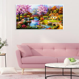 Landschaft - voller runder Diamant - 55x100cm