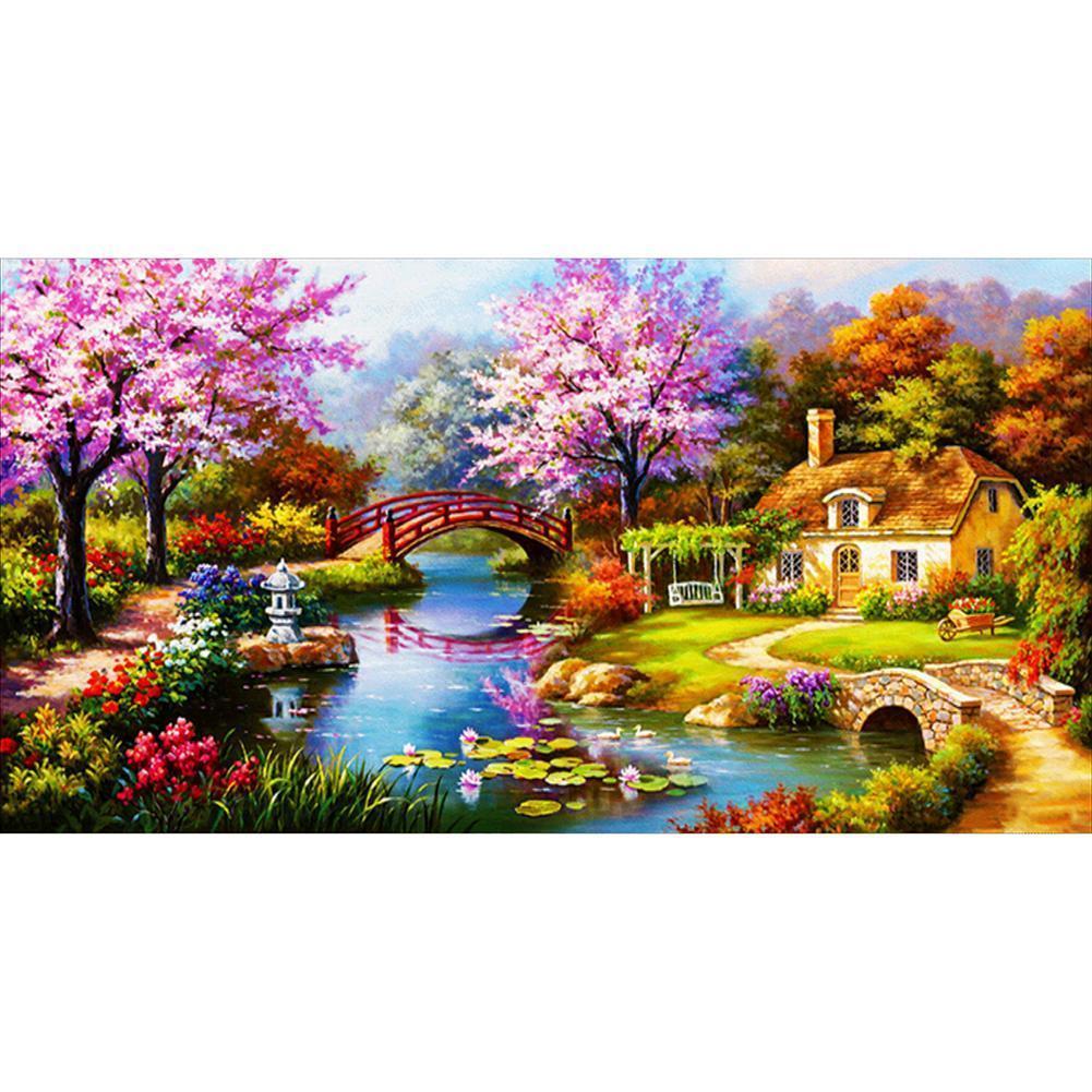 Landschaft - voller runder Diamant - 55x100cm