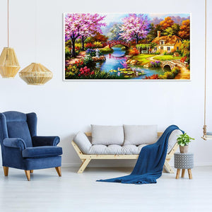 Landschaft - voller runder Diamant - 55x100cm