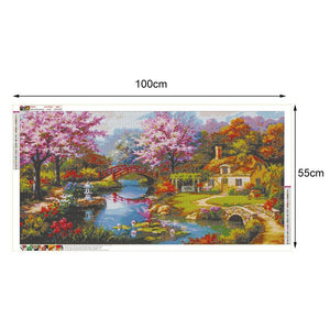 Landschaft - voller runder Diamant - 55x100cm