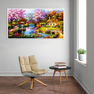 Landschaft - voller runder Diamant - 55x100cm