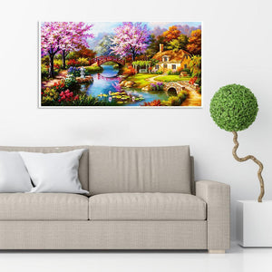 Landschaft - voller runder Diamant - 55x100cm