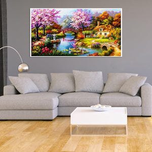 Landschaft - voller runder Diamant - 55x100cm