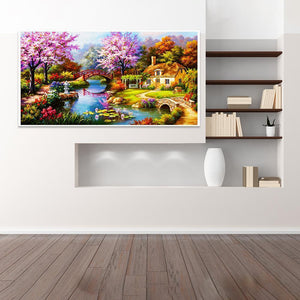 Landschaft - voller runder Diamant - 55x100cm