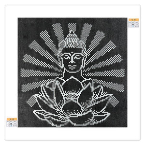 Leuchtende Buddha-Statue - voller runder Diamant - 35x35cm