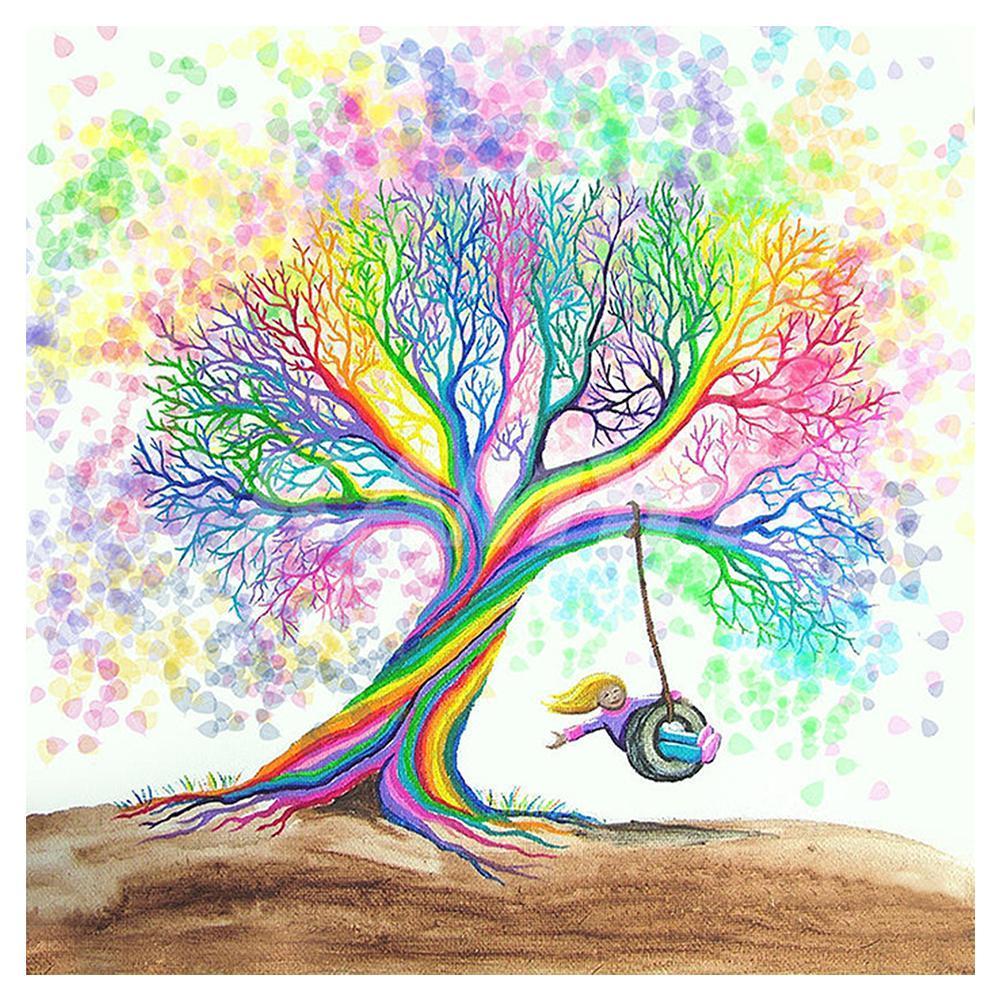 Bunte Baum - volle Diamant-Malerei - 30x30cm