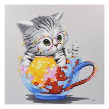 Lade das Bild in den Galerie-Viewer, Tasse Katze - volle Diamant-Malerei - 30x30cm
