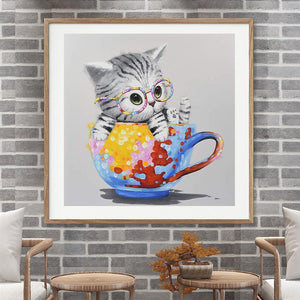 Tasse Katze - volle Diamant-Malerei - 30x30cm