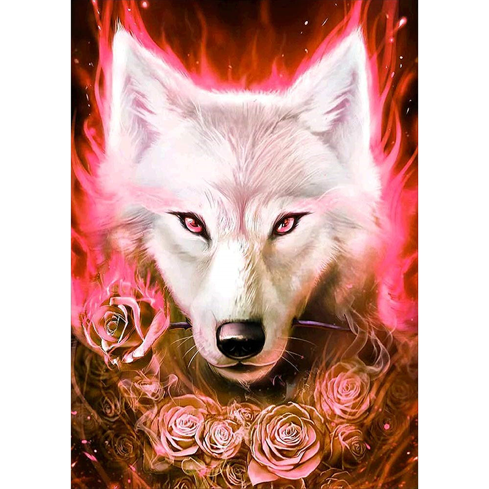 Wolf - runder runder Diamant - 30x40cm