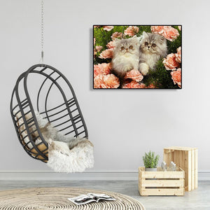 Blume Katze - volle Diamant-Malerei - 40x30cm