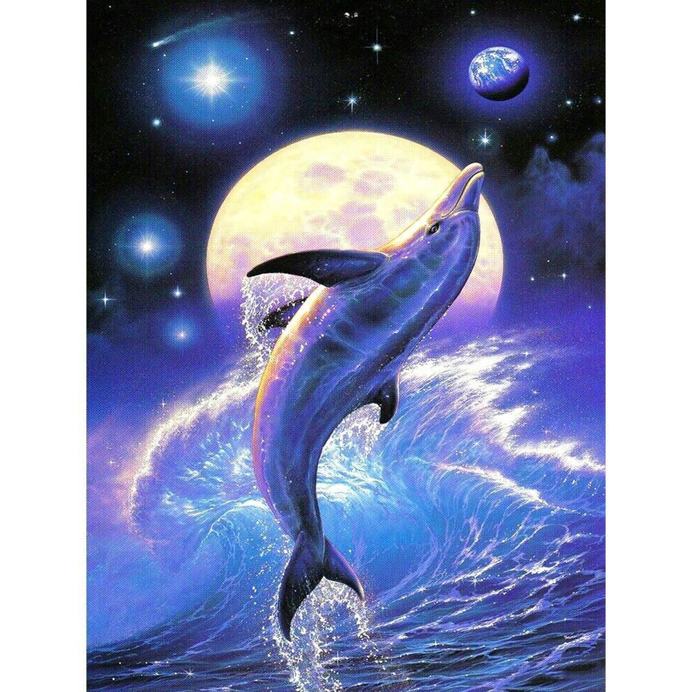 Delphin - volle Diamant-Malerei - 40x30cm