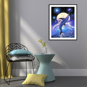 Delphin - volle Diamant-Malerei - 40x30cm