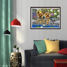 Lade das Bild in den Galerie-Viewer, Blumenhunde - volle Diamant-Malerei - 30x40cm
