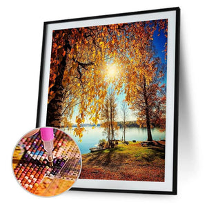 Herbst Flussufer - volle Diamant-Malerei - 30x40cm