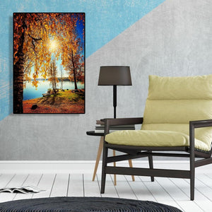 Herbst Flussufer - volle Diamant-Malerei - 30x40cm