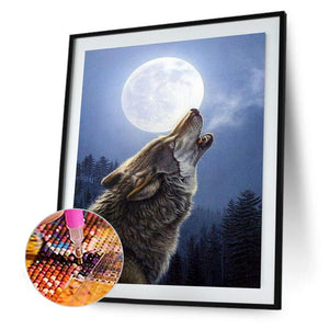 Heulender Wolf - volle Diamant-Malerei - 40x30cm