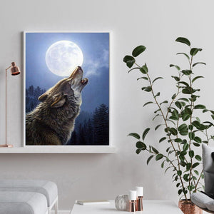Heulender Wolf - volle Diamant-Malerei - 40x30cm