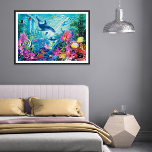 Delphin Pferd - volle Runde Diamant-Malerei - 30x40cm