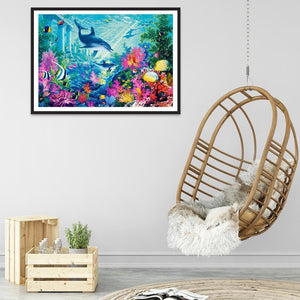 Delphin Pferd - volle Runde Diamant-Malerei - 30x40cm
