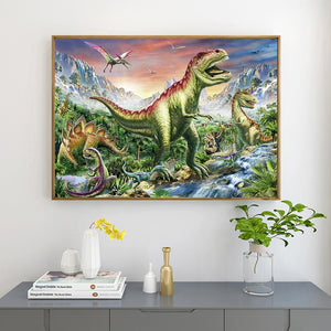 Dinosaurier-Welt - volle Runde Diamant-Malerei - 30x40cm