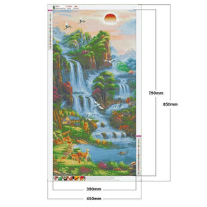 Wasserfall - volle runde Diamant-Malerei - 85x45cm