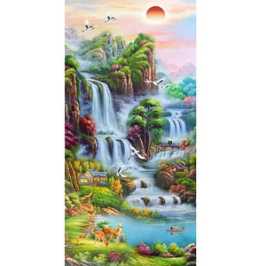 Wasserfall - volle runde Diamant-Malerei - 85x45cm