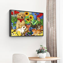 Lade das Bild in den Galerie-Viewer, Katze und Hund - voller runder Diamant - 30x40cm
