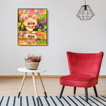 Lade das Bild in den Galerie-Viewer, Katze und Blume - voller runder Diamant - 30x40cm
