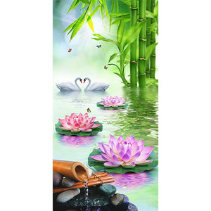 Lotus Schwan - volle Runde Diamant-Malerei - 85x45cm