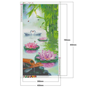 Lotus Schwan - volle Runde Diamant-Malerei - 85x45cm