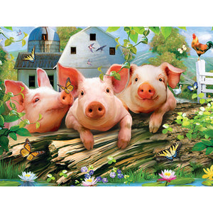 Schwein - voller runder Diamant - 30x40cm