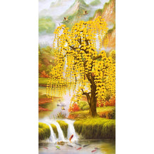 Lade das Bild in den Galerie-Viewer, Fluss und Baum - volle runde Diamant-Malerei - 85x45cm
