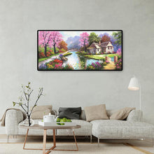 Lade das Bild in den Galerie-Viewer, Frühling Dorf Landschaft - voller runder Diamant - 100x50cm
