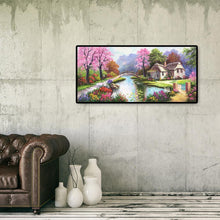 Lade das Bild in den Galerie-Viewer, Frühling Dorf Landschaft - voller runder Diamant - 100x50cm
