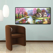 Lade das Bild in den Galerie-Viewer, Frühling Dorf Landschaft - voller runder Diamant - 100x50cm
