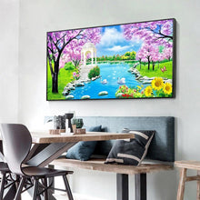 Lade das Bild in den Galerie-Viewer, Schwanensee - voller runder Diamant - 100x50cm
