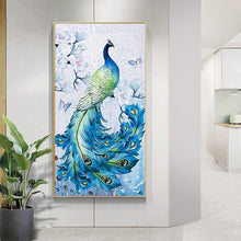 Lade das Bild in den Galerie-Viewer, Pfau Tier - voller runder Diamant - 45x85cm
