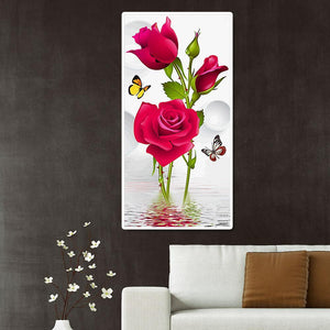 Rose Schmetterlinge - voller runder Diamant - 45x85cm