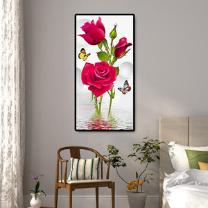 Rose Schmetterlinge - voller runder Diamant - 45x85cm