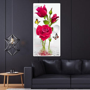 Rose Schmetterlinge - voller runder Diamant - 45x85cm