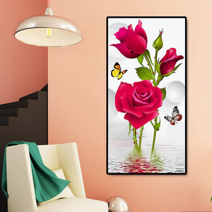 Rose Schmetterlinge - voller runder Diamant - 45x85cm