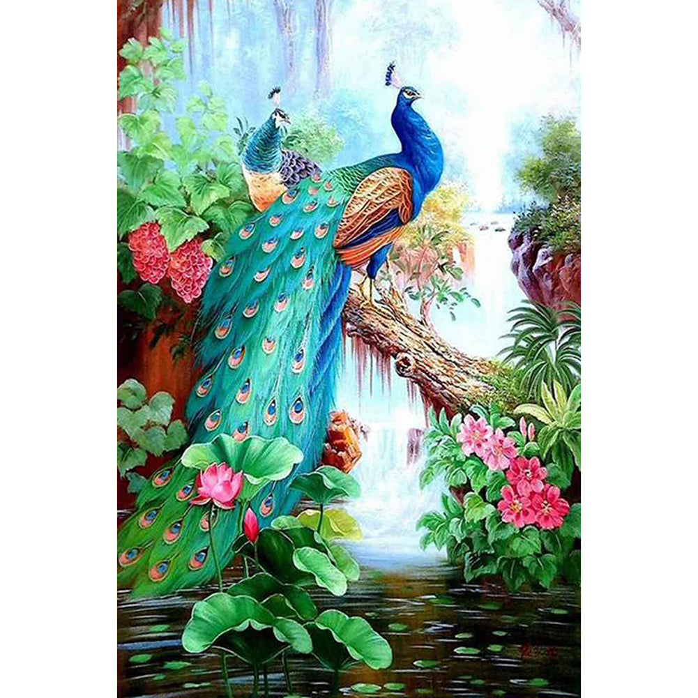 Lordly Peafowl - voller runder Diamant - 30x40cm